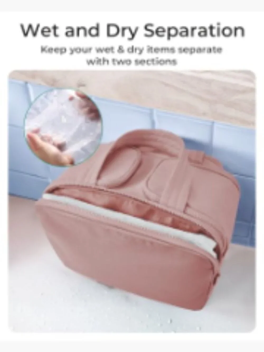 BAGSMART Travel Toiletry Bag Large Wide-Open Puffy Makeup Organizer with Handle